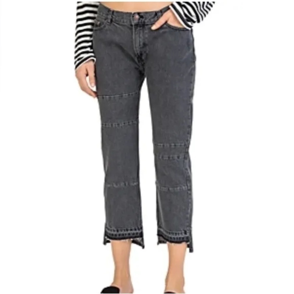 The Kooples Nelly Baggy Patchwork Jeans Black Denim NWOT Size 24